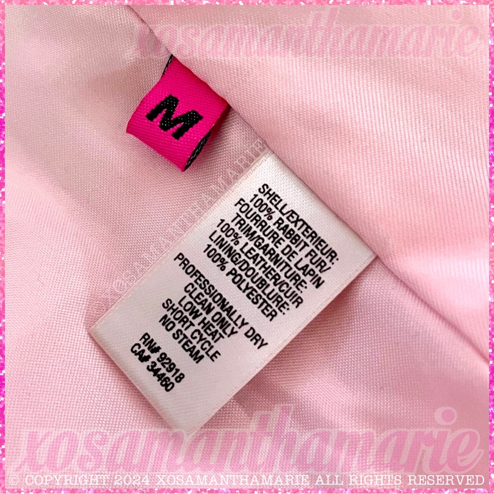 Vintage Y2K Juicy Couture Rare HTF Viva La Juicy Pink Rabbit Fur Jacket Coat - Picture 13 of 15
